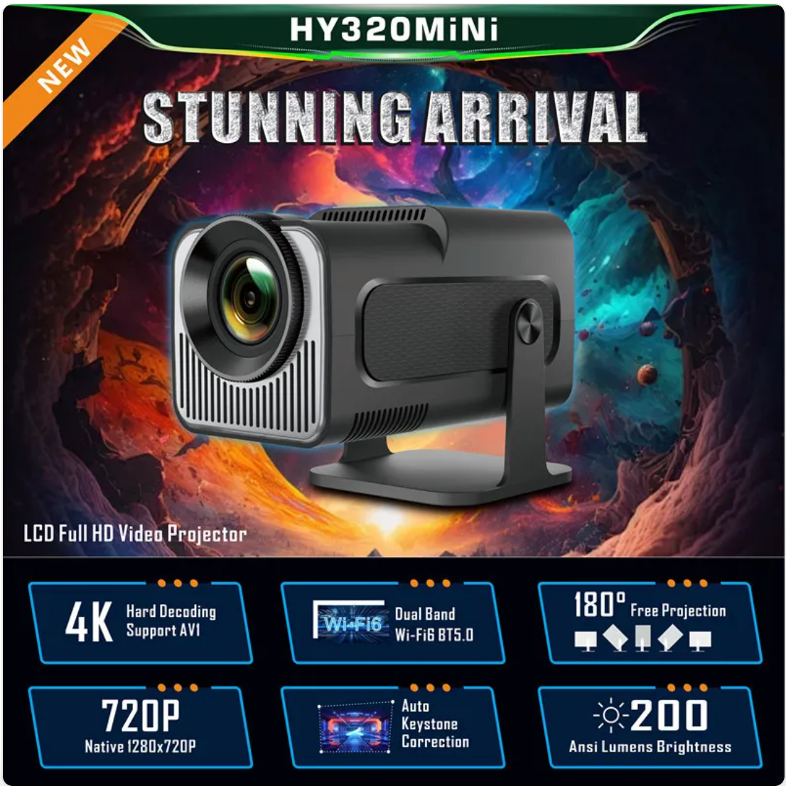 Portable Bluetooth Mini Home Projector