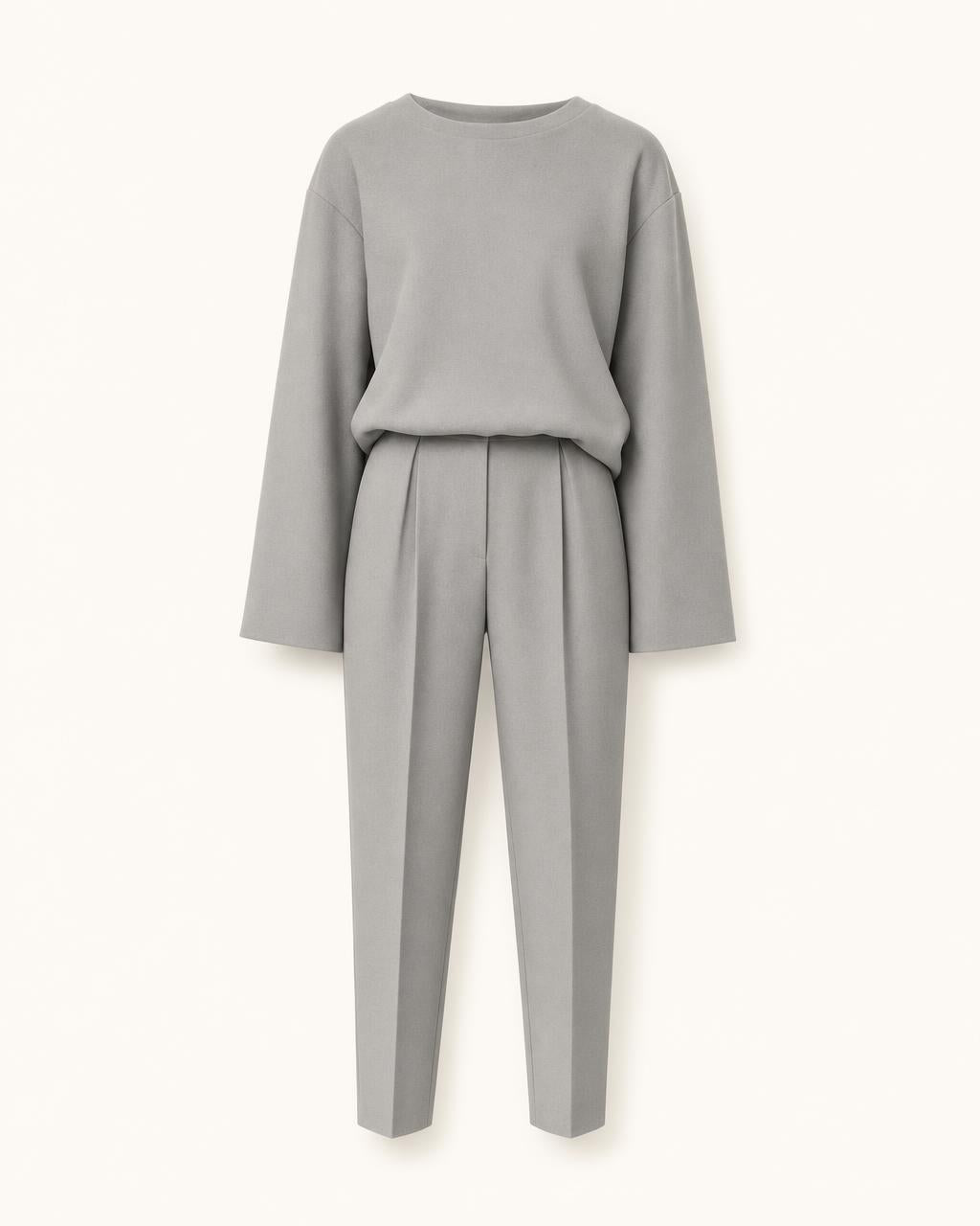 Conjunto de saco y pantalón gris para mujer
