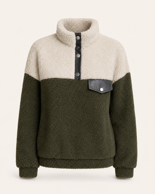 Color-Blocking Casual Plush Sweater for Women