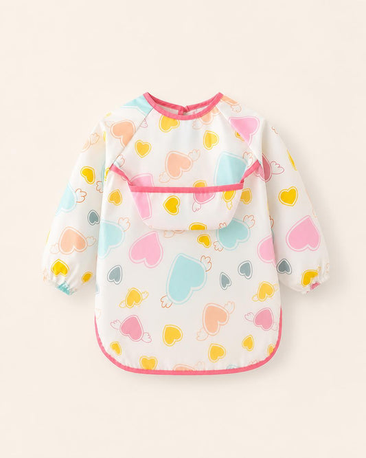 Waterproof Cotton Bib for Kids - Long Sleeve Feeding Apron