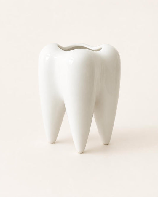 Wholesale White Ceramic Tooth-Shaped Planter Pot